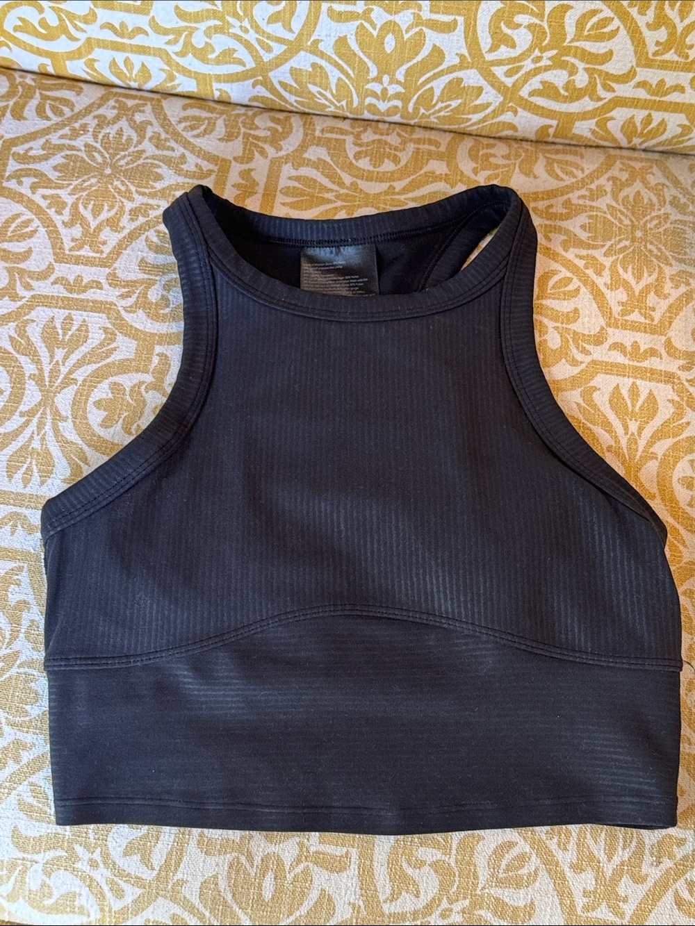 Lululemon Blissful Bend Crop Tank Top Black Distressed Stripe Size 2